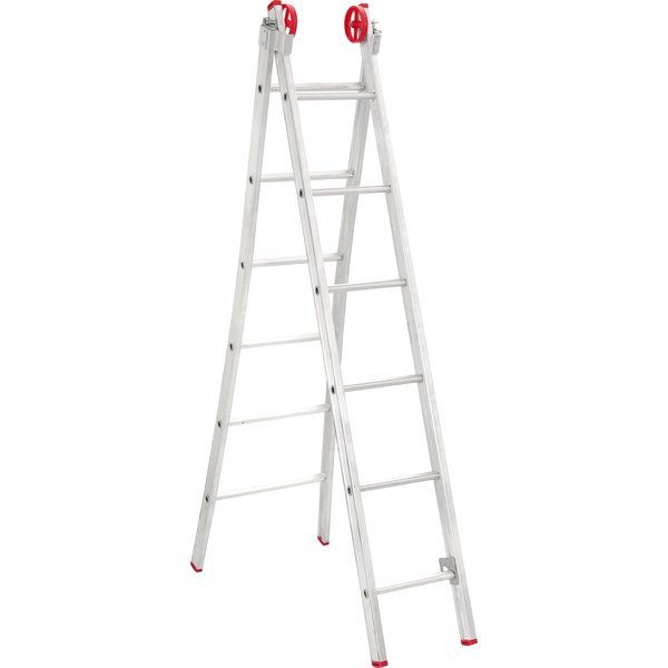 Escada extensiva em alumínio 2 x 6 degraus, 3 em 1, BOTAFOGO