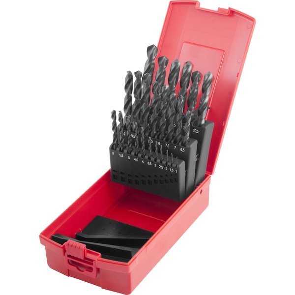 Jogo de brocas de aço rápido DIN 338, 1,0 mm a 13,0 mm, com 25 peças, DORMER